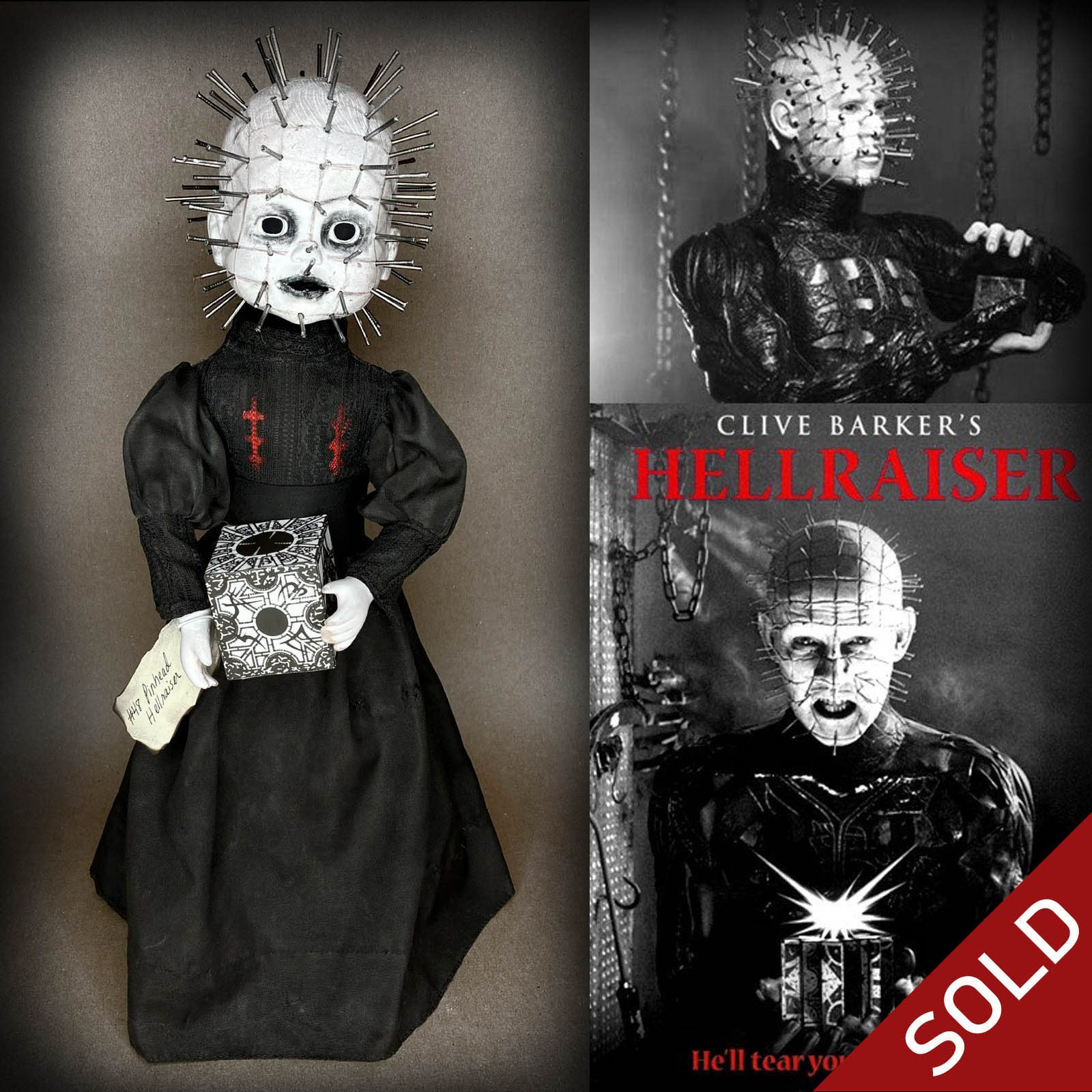 Hellraiser Pinhead Horror Movie Character Doll by Erika's Emporium