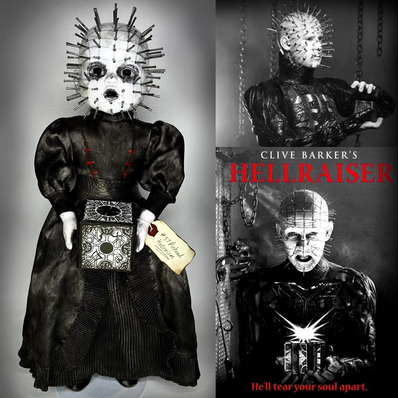 Hellraiser Pinhead Horror Movie Character Doll by Erika's Emporium