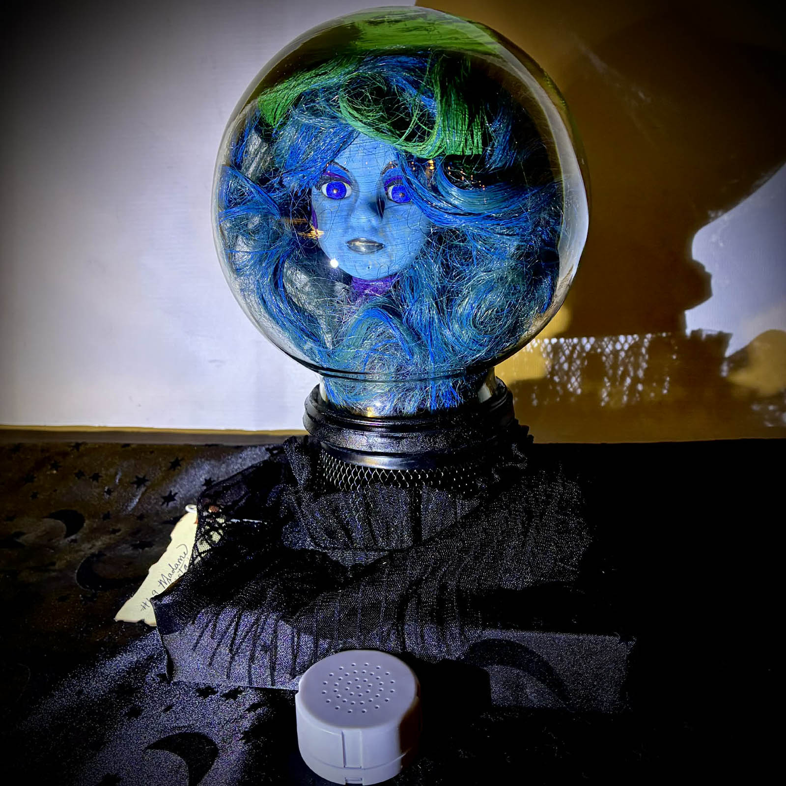 Floating head Madame Leota creepy doll for sale Erika’s Emporium