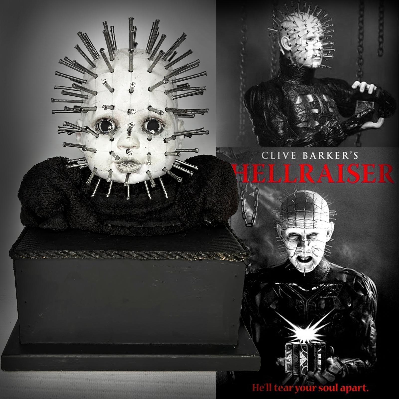 #76 Pinhead Hellraiser Doll Head Box Horror Movie Character by Erika's Emporium