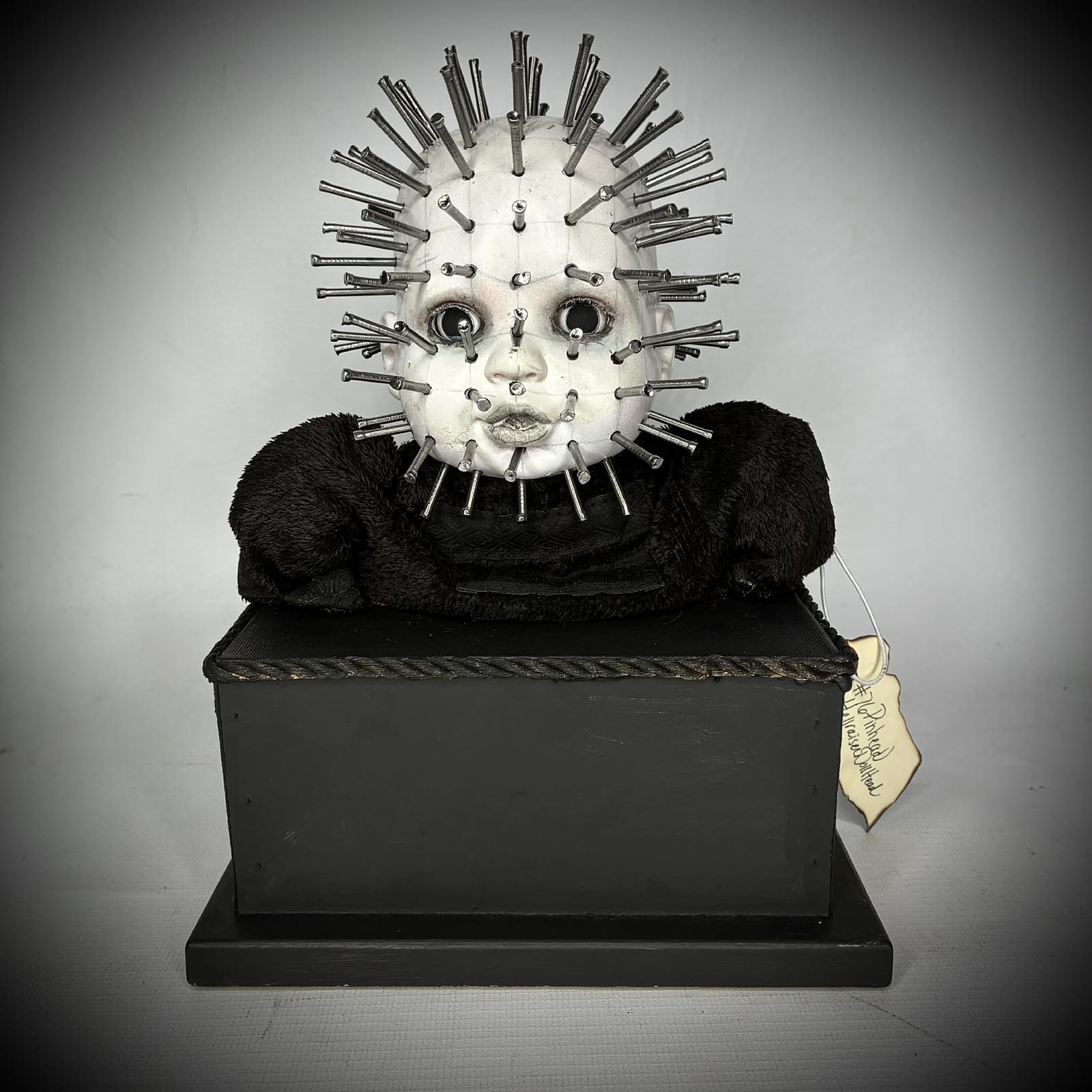 Pinhead Hellraiser handmade creepy tabletop horror art display