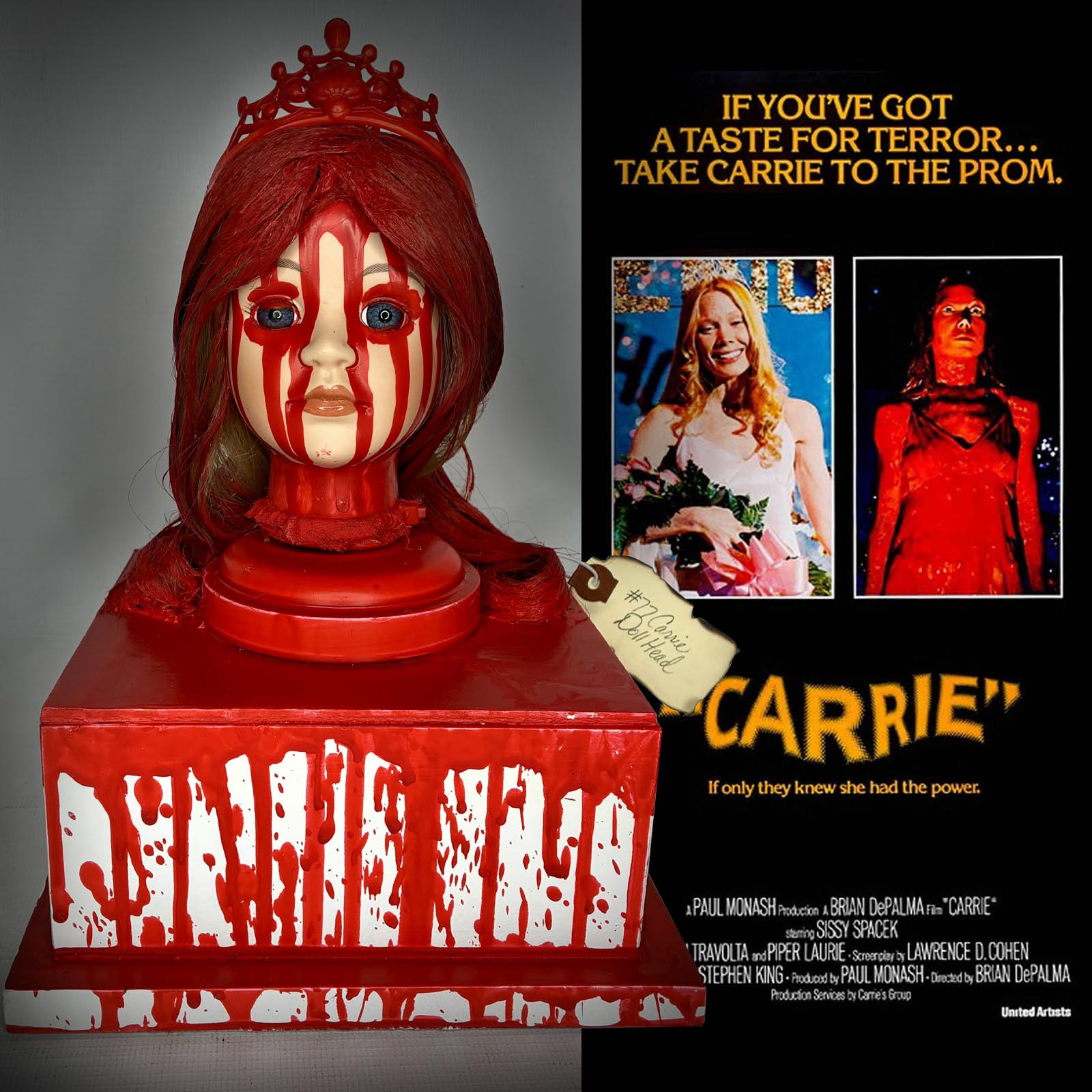 #77 Carrie Doll Head Box Horror Movie Character by Erika's Emporium