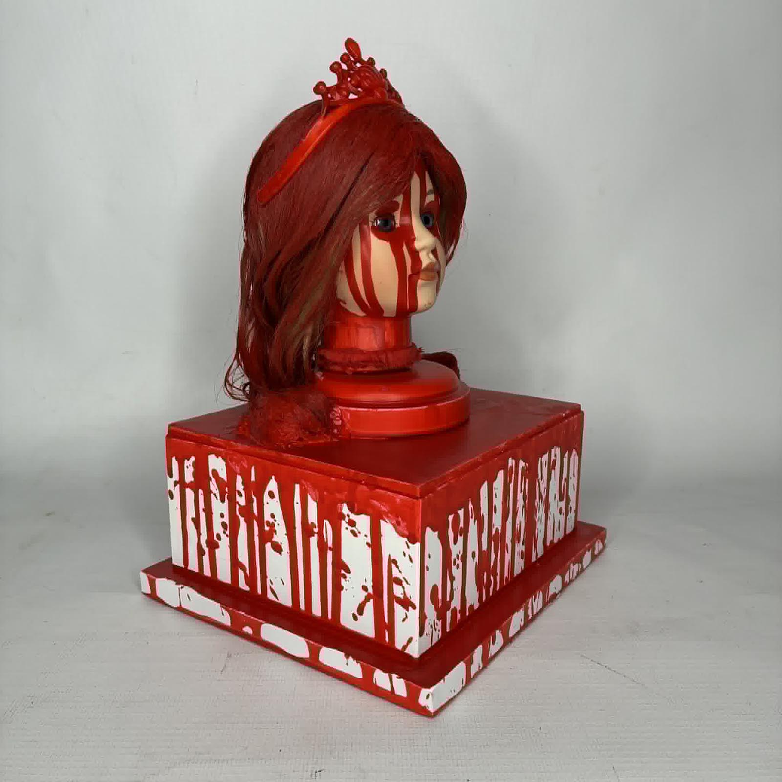 Carrie horror themed doll head display box
