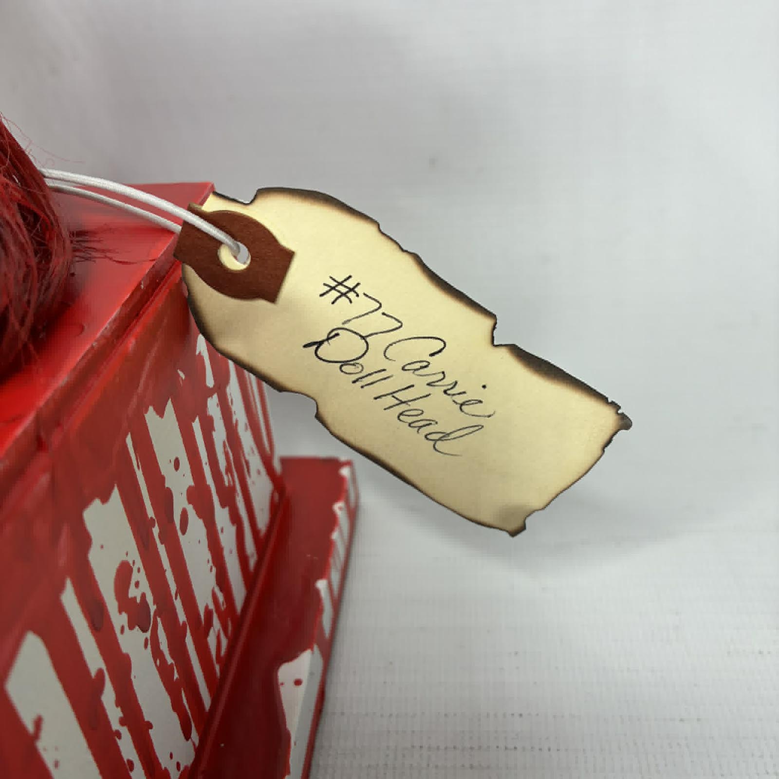 Cult horror tabletop art piece Carrie Doll Head Box #77