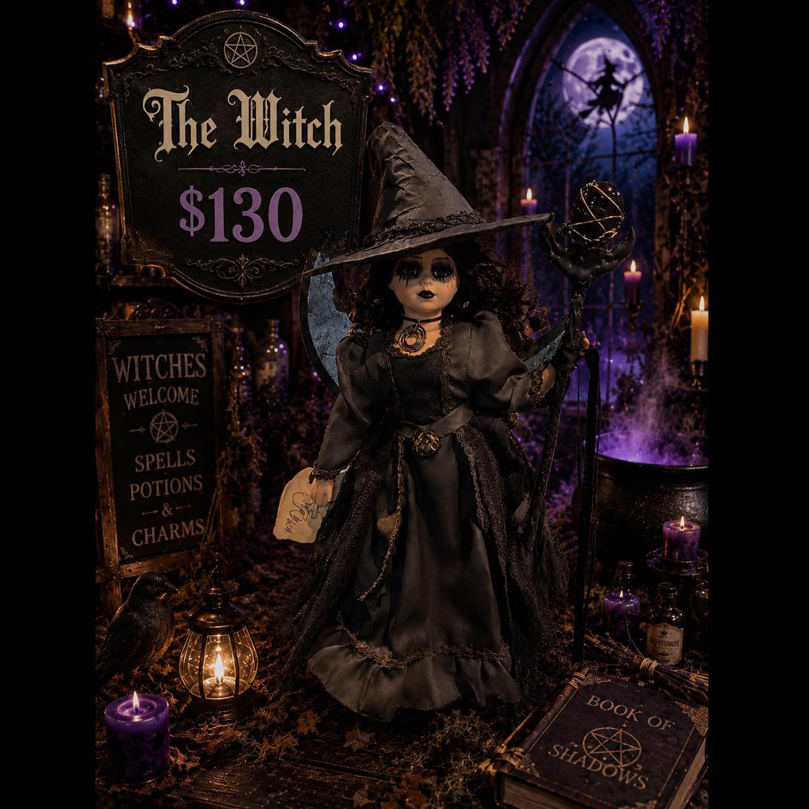 Custom Witch Doll Gothic Horror Doll One Of A Kind Erika's Emporium