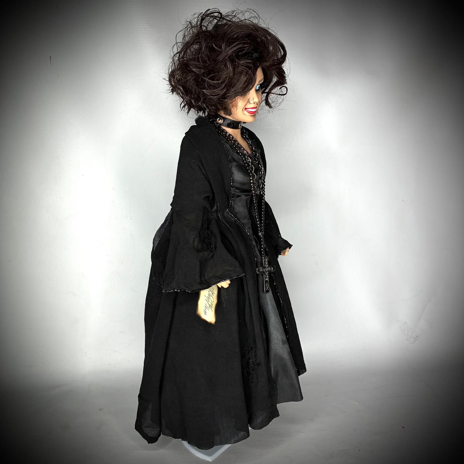 Nancy Downs doll in gothic black outfit